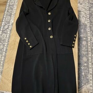 St. John basics Black Trench Coat with Gold Buttons